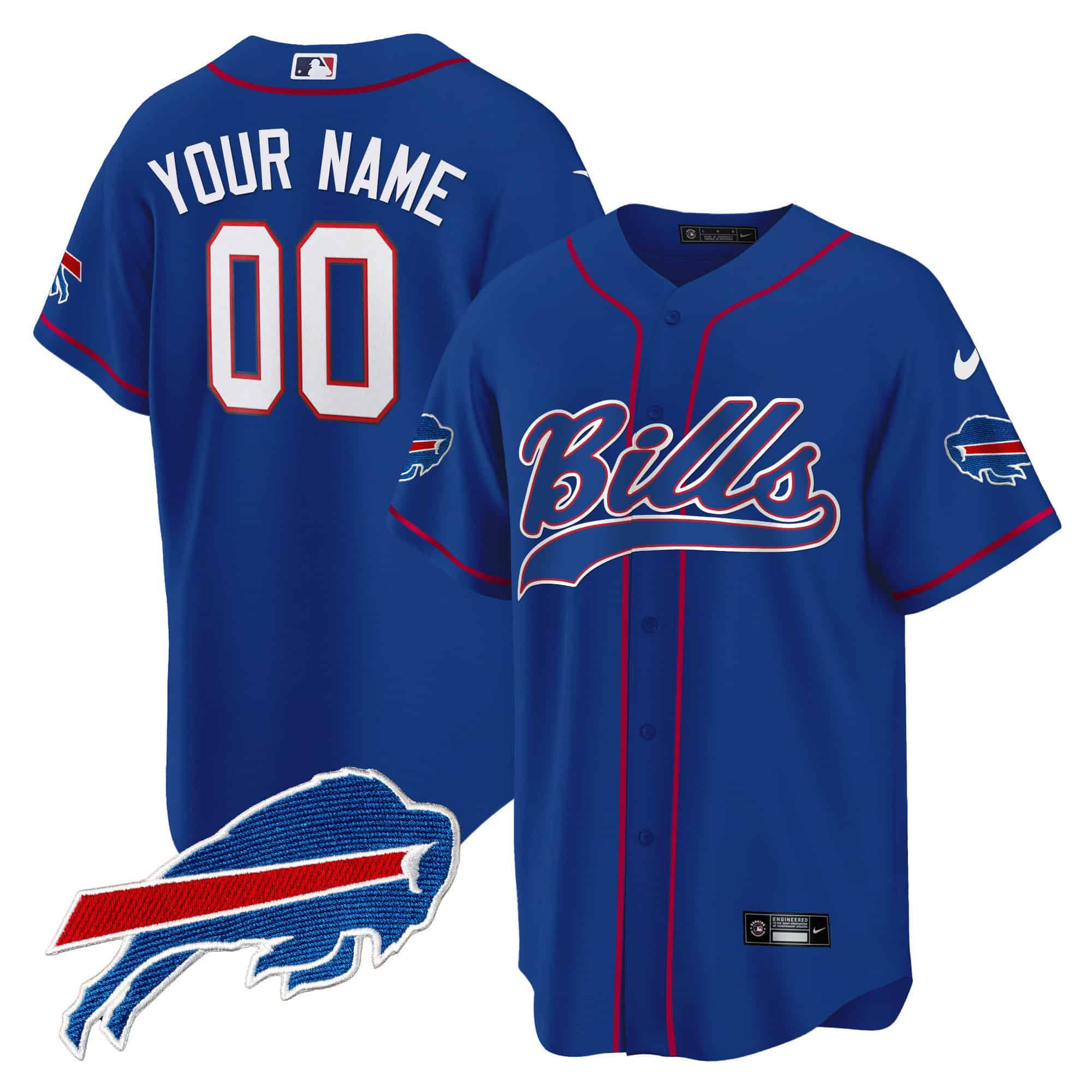 Men Buffalo Bills Blue 2024 Nike Baseball Custom NFL Jersey